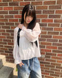 Leuken Pintuck Frill Blouse