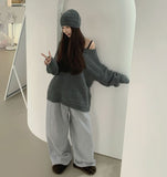 Punching Loose Fit Knit Beanie Point Set