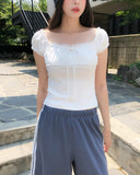 Yui Lace Shirred Puff Short Sleeve
