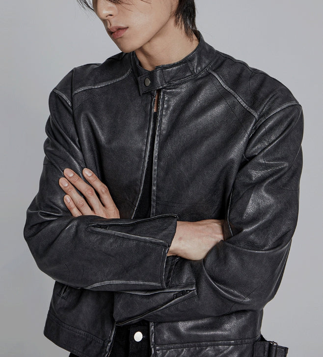 【COSYHARU】Vintage washing biker jacket COSYHARU (コシハル) - ビンテージウォッシングバイカー