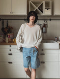 Crema linen V-neck knit