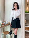 Lillian Pintuck Sleeve Chiffon Tie Blouse