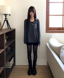 Bree Stripe Shirring Long Sleeve T-Shirt