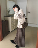 [Brushed] Carin vintage check maxi long skirt