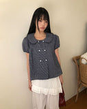 Puren Double-Button Short-Sleeve Blouse