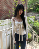 Mevni Dot Sleeveless Cardigan Set