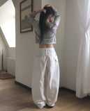 Hiro Ribbon Pocket Wide Cotton Pants