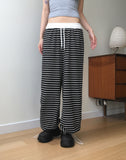 Doven Stripe Two-Way Sweat Wide Pile Pants