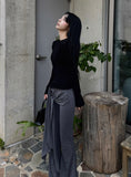 Ribbon Shirring Bootcut Pants