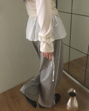 Huli check plain lace wrap skirt