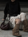 Autumn Lace Tiered Unbalanced Skirt