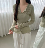 Mesh Sleeveless Bustier Long Sleeve Cardigan Set Knit