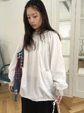 Hudin U-neck Cotton Pocket Blouse