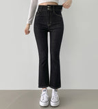 Non-fade 2Button 4Season Span Slim Fit Straight Denim Pants