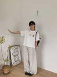 [unisex] Nonoka Banding Stripe Wide Linen Pants - Linen 60