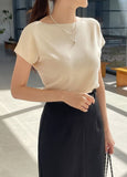 Shuez Soft Boat Neck Cap Sleeve Knit