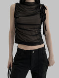 Hankle see-through knot sleeveless