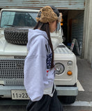 Land Stars and Stripes Two-Way Semi-Crop Hooded Zip-Up