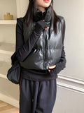 Debbie Leather Crop Padding Vest