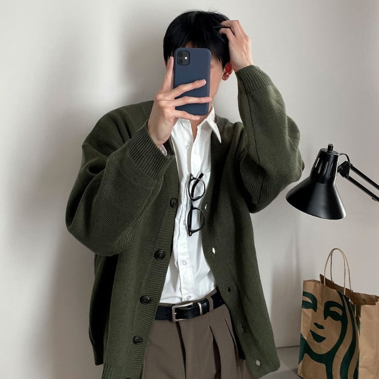 【COSYHARU】Plan Dark Color Cardigan COSYHARU (コシハル) - プランダークカラーカーディガン / Plan