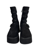 Buckle Platform Sole Suede Boots