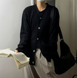 Moss V-neck ribbed cardigan