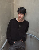 Crossing Rivet Ribbed Long Sleeve