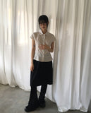 Karen Stripe Frill Short Sleeve Shirt
