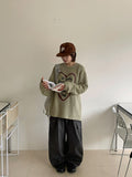 [unisex] Poneki heart printing mesh over knit tee