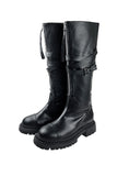 Zipper Flip Buckle Boots