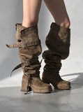 1171 Multiway Buckle Thigh High Boots (8cm)