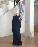 Md Dot Pattern String Strap Wide Cotton Long Pants