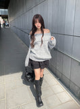 [Scrunchie Set] Nora Off-Shoulder Loose Knit
