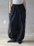 Contrast piping nylon pants