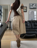 Node cut string cotton bermuda shorts