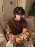Berry fringe hair loose fit knit tee