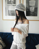 Stripe Punching Mesh See-Through Beanie