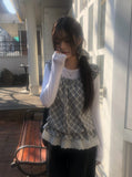 Poupo Lace Layered Scrunchie Check Sleeveless