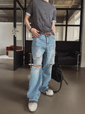 Piece Damaged Wide Denim Pants