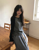 Noi Stripe Raglan Boat Neck Long Sleeve
