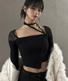 Mesh see-through string t-shirt