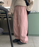 [BAONHAUS] Gokobu Color Cotton Banding Wide Pants