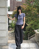 Warden Round Collar Puff Check Blouse