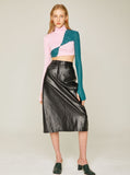 Crack Leather Maxi Skirt