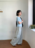 [unisex] Shiol Rivet Banding Nylon Wide Pants
