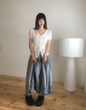 Pulleu Strap Punching Puff Blouse