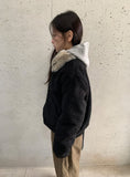 Sanpori Quilted Boucle Fur Collar Short Jacket