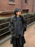 [BAONHAUS] Kitft Flower Corduroy Color Matching Collar Bomber Jacket
