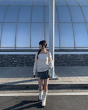 Qwerty Denim Pleated Mini Skirt