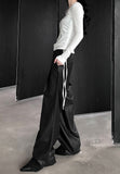 Pintuck wide leather pants